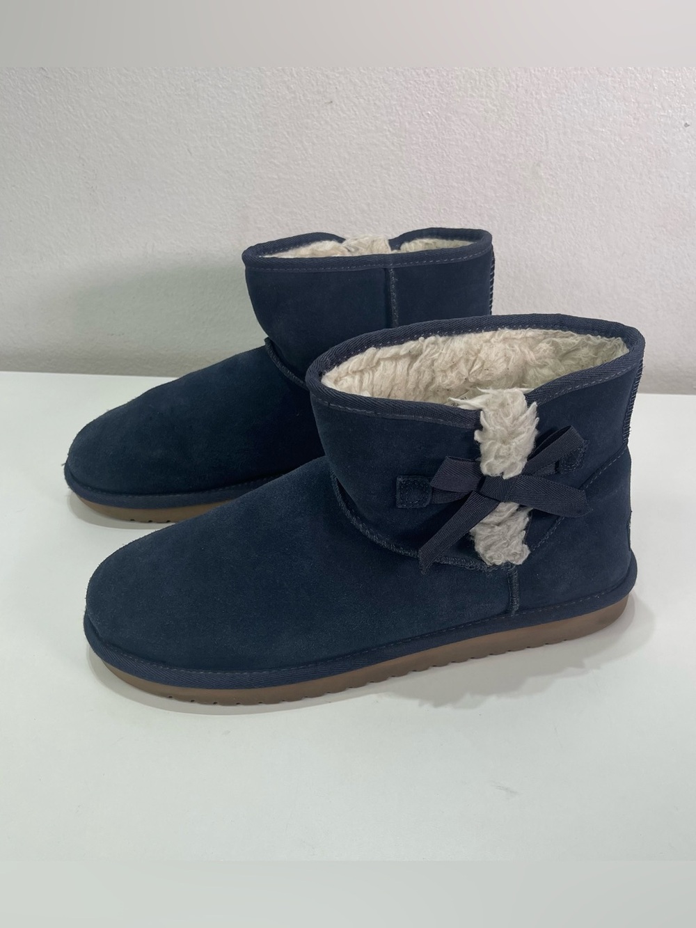 Koolaburra By UGG Mini Boots Women's 11 Blue Suede Shearling Booties Bows